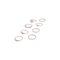 Silver Glamorous Diamante Ring 8 Pack - link has visual effect only