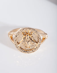 Gold Bee Coin Ring - link has visual effect only