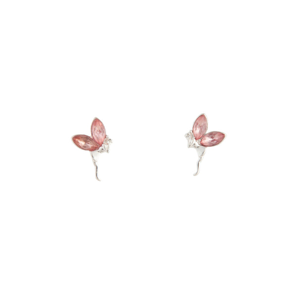 Rhodium Metal Fairy Stud Earrings