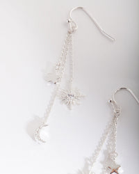 Silver Cubic Zirconia Celestial Chain Earrings - link has visual effect only