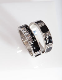 Black Diamante Enamel Ring Stack - link has visual effect only