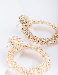 Gold Texture Loop Drop Earrings - link has visual effect only