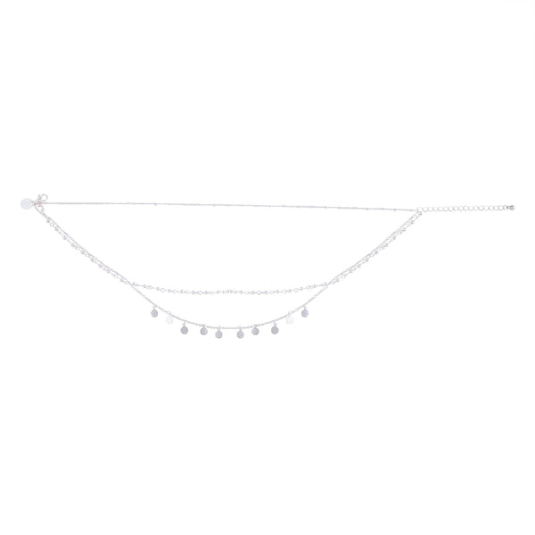 Silver Layered Disc Station Chain Choker