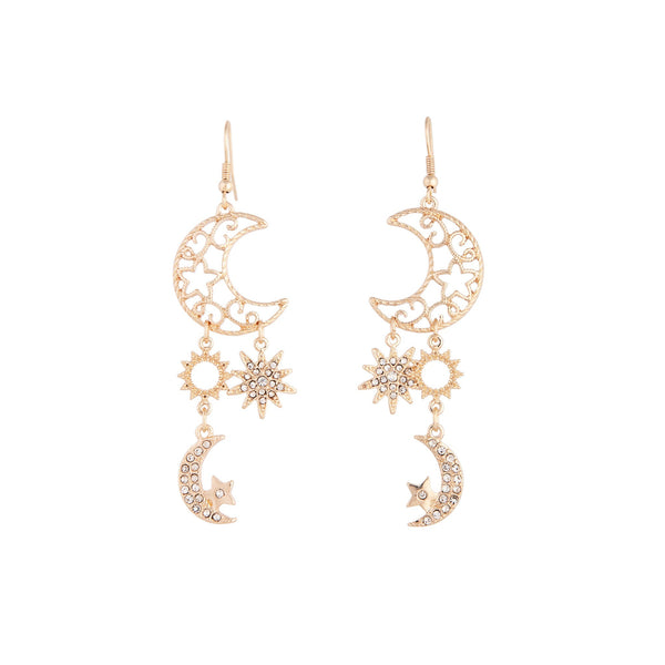 Gold Filigree Moon Earrings