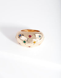 Gold Rainbow Diamante Star Ring - link has visual effect only