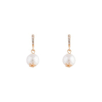 Gold Diamante Line Pearl Drop Earrings - link has visual effect only