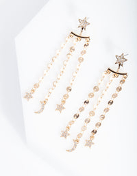 Gold Disc Star Drop Earrings - link has visual effect only