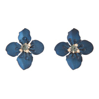 Navy Matte Coated Orchid Stud Earrings - link has visual effect only