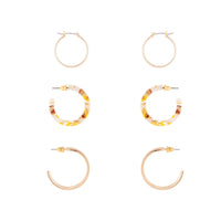 Gold Acrylic Metal Hoop Earring 3 Pack - link has visual effect only