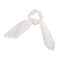 White Embroidered Scrunchie Bow - link has visual effect only