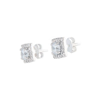 Sterling Silver Cubic Zirconia Square Stud - link has visual effect only