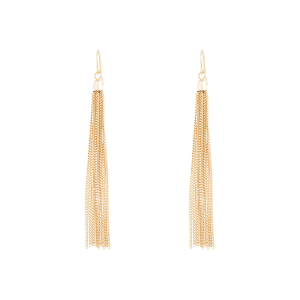 Gold Chain Tassel Drop Earrings