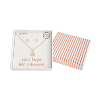 Rose Gold Cubic Zirconia Necklace Earrings Set - link has visual effect only
