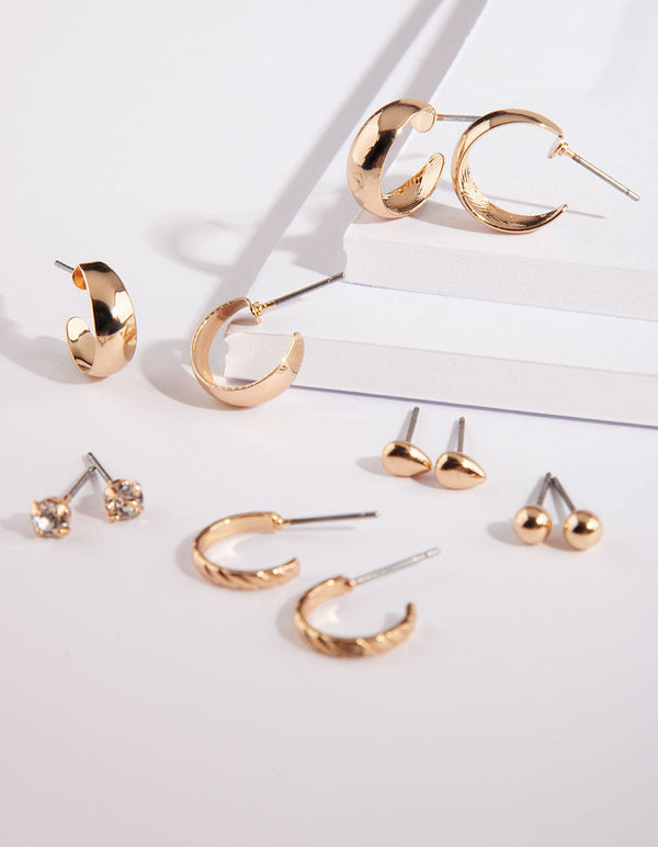 Gold Stud Sleeper Earring 6 Pack