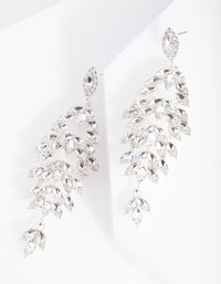 Silver Navette Stone Drop Earrings - link has visual effect only