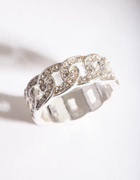 Silver Diamante Chain Ring - link has visual effect only