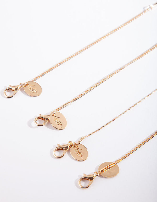 Leaf Gold Bracelet & Anklet 4 Pack