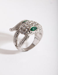 Rhodium Diamante Snake Ring - link has visual effect only