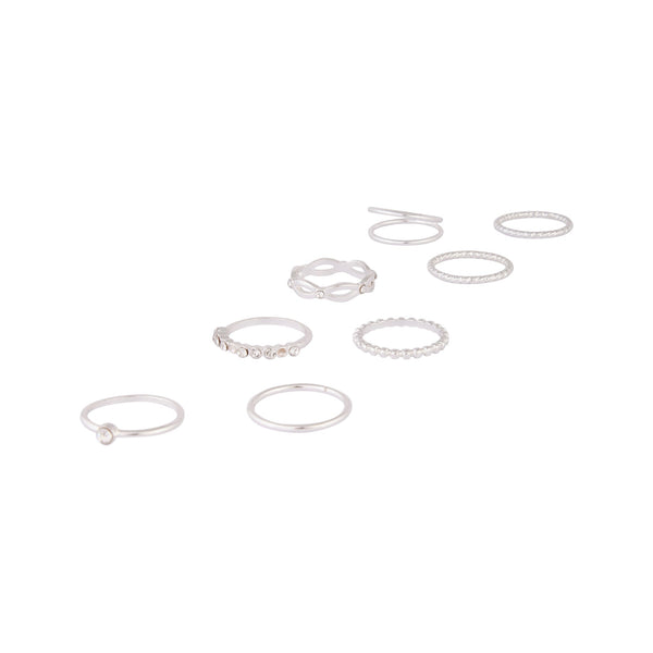 Silver Diamond Cut Twist Ring 8 Pack