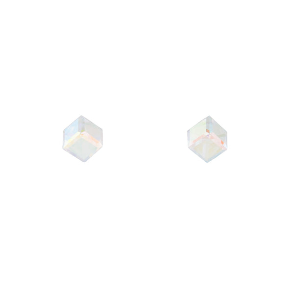 Sterling Silver Irridescent Cube Stud
