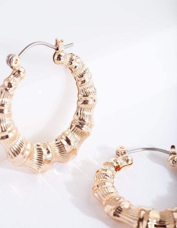 Gold Mini Bamboo Hoop Earrings