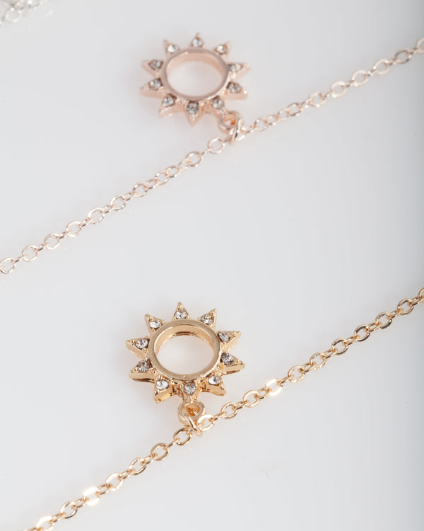 Mixed Metal Sun Bracelet Anklet Pack