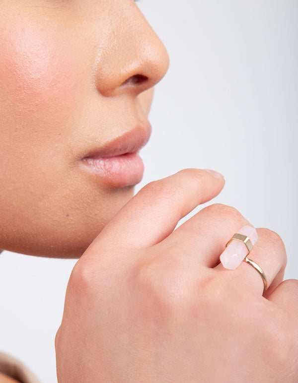 Pink Rose Quartz Shard Ring