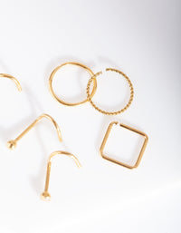 Gold Multi Twist Nose Ring 6 Pack - link has visual effect only