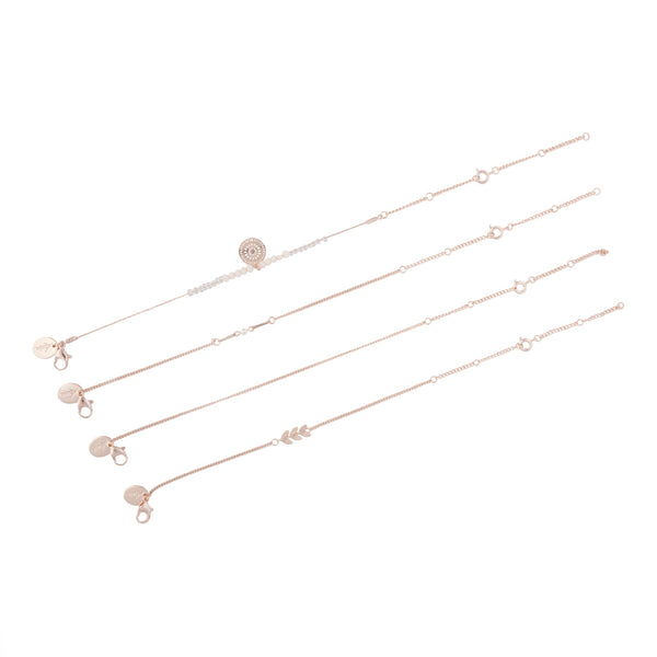 Rose Gold Anklet 4 Pack