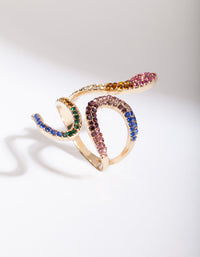 Rainbow Diamante Snake Wrap Ring - link has visual effect only