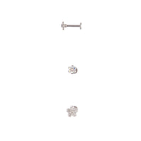 Rhodium Surgical Steel Flower Flatback 3 Pack - link has visual effect only