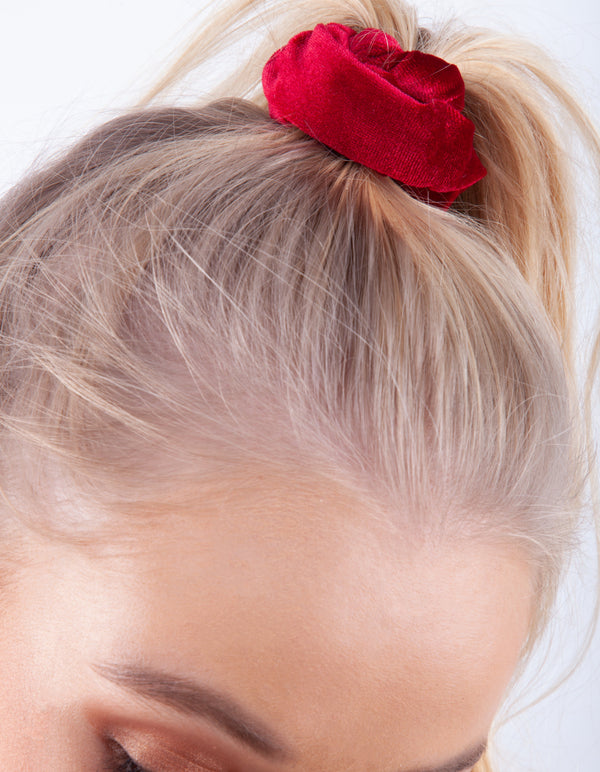 Red Pink Velvet Scrunchie 3 Pack