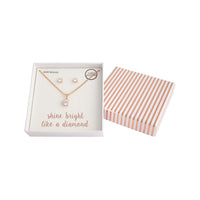 Gold Cubic Zirconia Classic Necklace Earrings Set - link has visual effect only