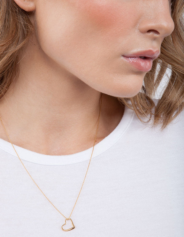 Gold Plated Sterling Silver Heart Charm Necklace