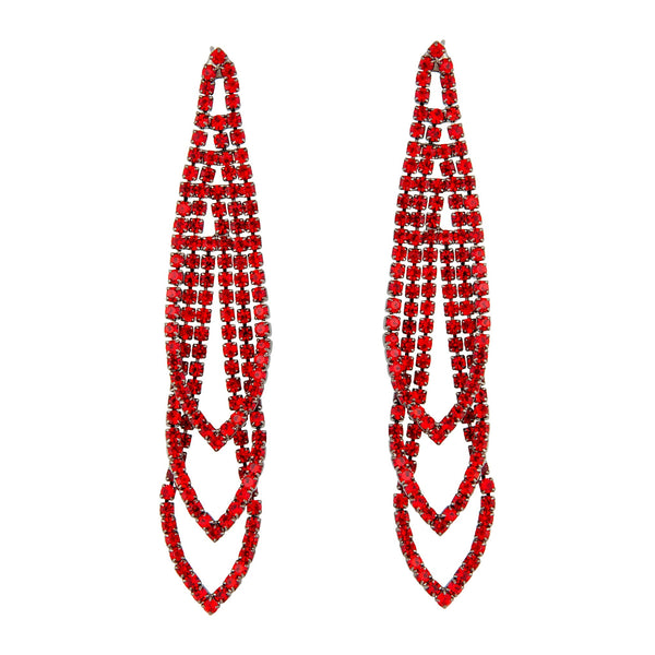 Red Gunmetal Loop Cup Chain Earrings