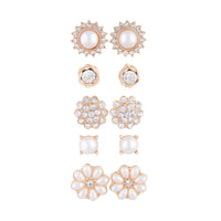 Gold Pearl Flower 5 Pack Clip On Earring - link has visual effect only