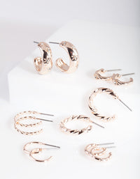 Rose Gold Diamante Hoop Earring Pack - link has visual effect only