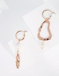 Gold Mismatch Freshwater Pearl Huggie Earrings - link has visual effect only