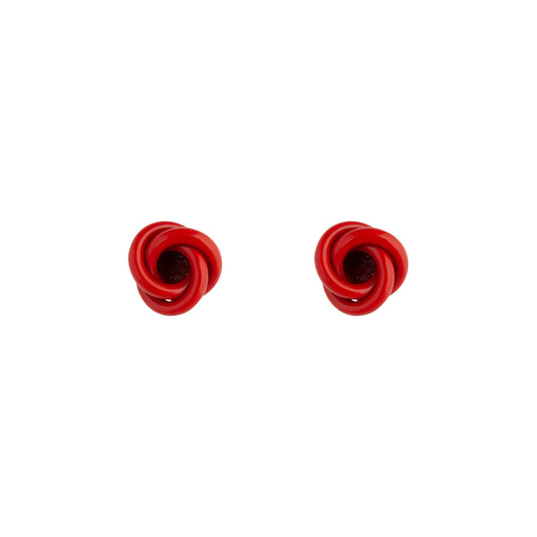 Red Classic Knot Stud Earrings
