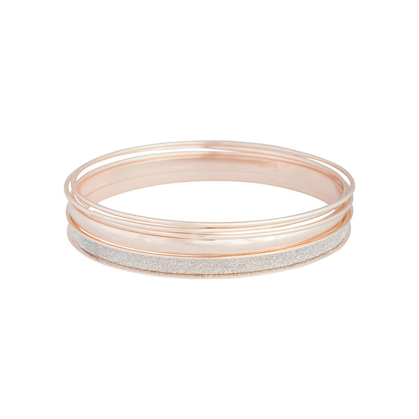 Rose Gold Glitter Matte Bangle 5 Pack