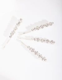 Silver Round-cut Crystal Hair Pin 4 Pack - link has visual effect only