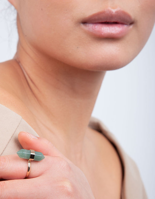 Gold Jade Semi-Precious Shard Ring