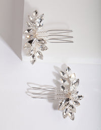 Silver Floral Gem Hair Pin 2 Pack - link has visual effect only
