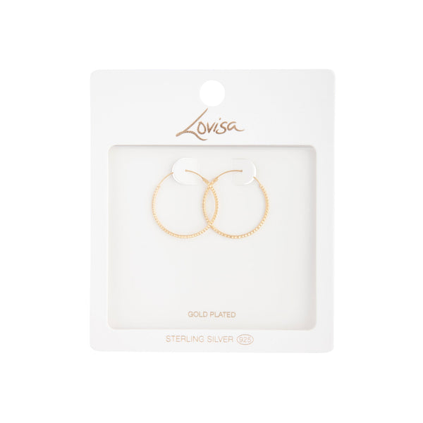 Gold Plated Sterling Silver Diamond Cut Hoop Earrings