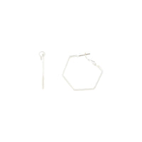 Rhodium Hexagon Hoop Earrings - link has visual effect only