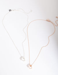 Mixed Metal Diamante Heart Necklace 2 Pack - link has visual effect only