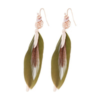 Rose Gold and Green Multi Feather Earrings - link has visual effect only