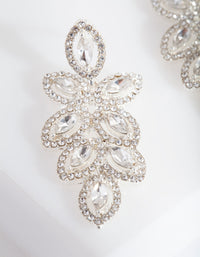 Silver Flower Gem Drop Earrings - link has visual effect only