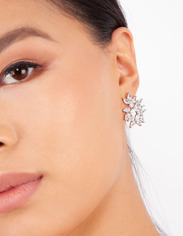 Statement Navette Crystal Cluster Stud