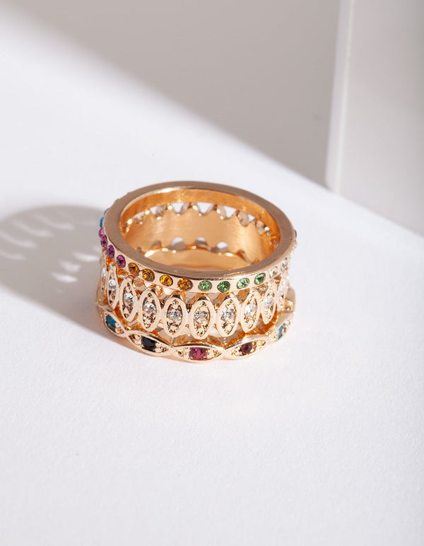 Gold Rainbow Multi Ring Pack